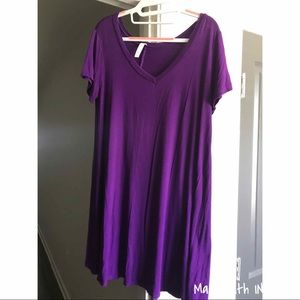 Purple V Neck Piko Dress
